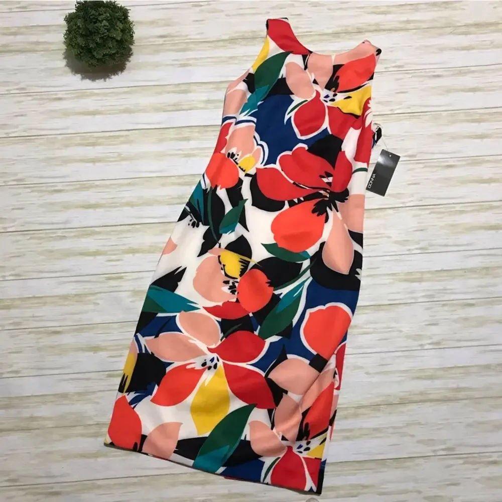 Donna Ricco NWT‎ Black Bold Large Giant Floral Pencil Sheath Dress Size 4